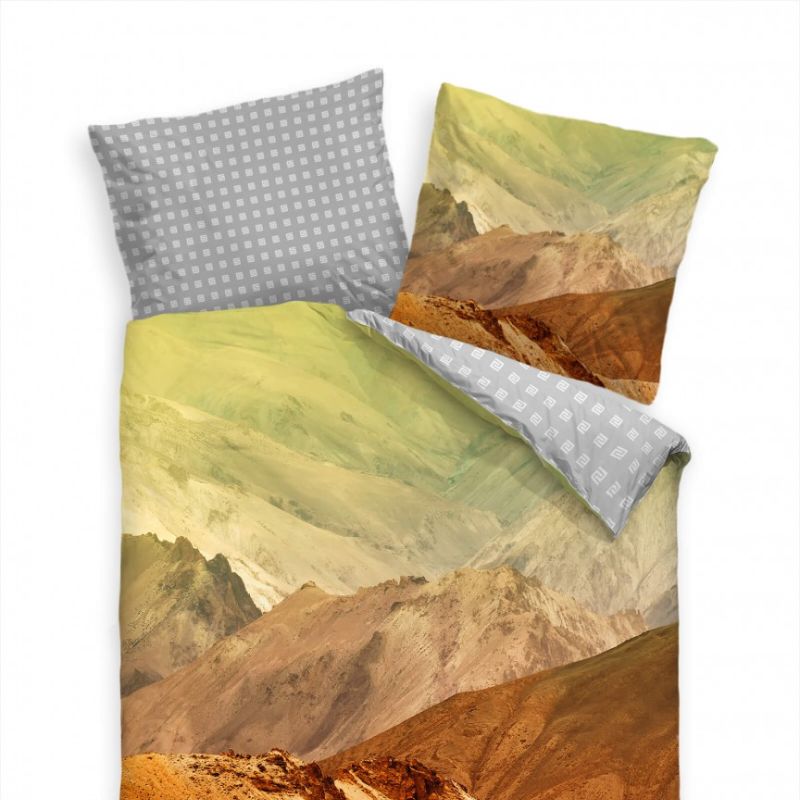 Felsen Himalaja Landschaft Braun Bettwäsche Set 135×200 cm + 80x80cm  Atmungsaktiv