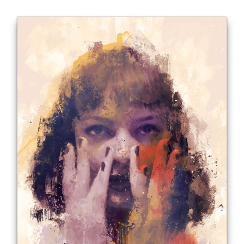 Pulp Fiction Uma Thurman Porträt Abstrakt Kunst Kultfilm Kult 60x90cm Leinwandbild