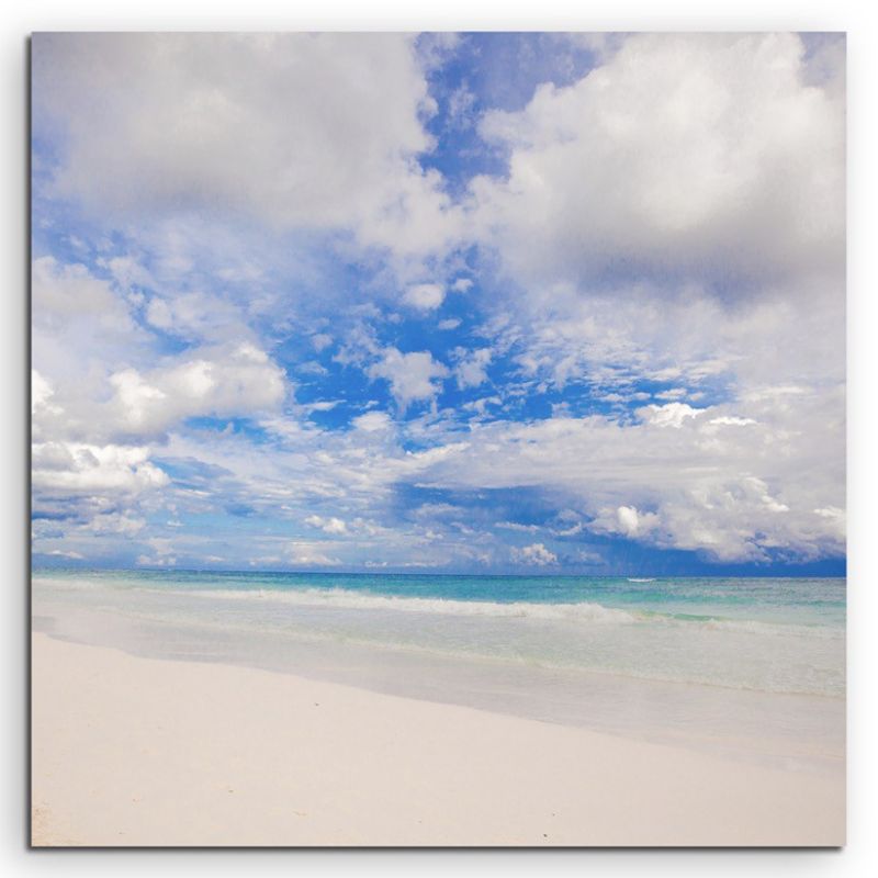 Landschaftsfotografie – Tropischer weißer Strand in Tulum, Mexico auf Leinwand