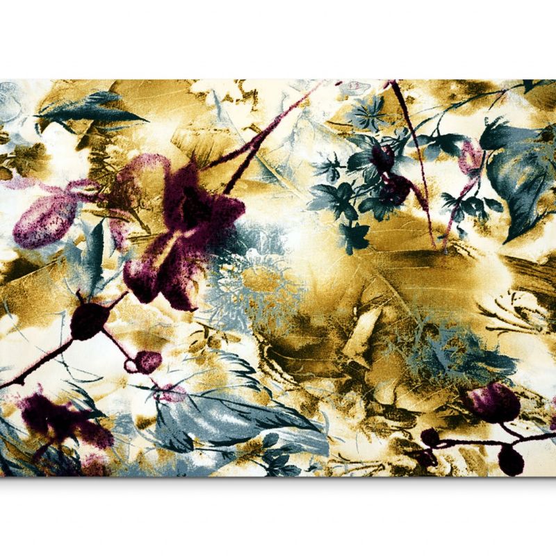 120x80cm Wandbild Blumen Blüten Blätter abstrakt