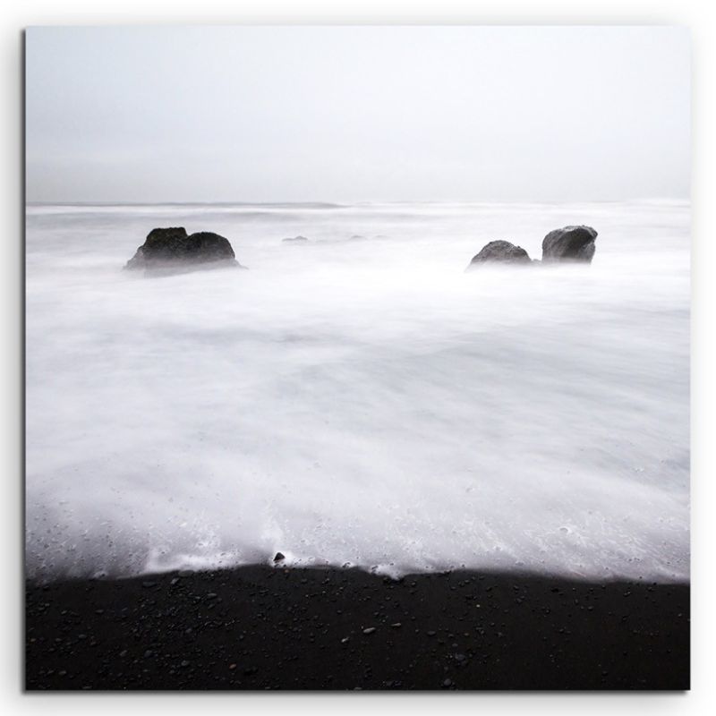 Landschaftsfotografie – Wihnteraussicht am Meer, Island auf Leinwand