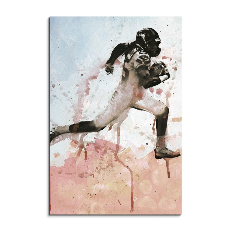 American Football 90x60cm  Aquarell Art Leinwandbild