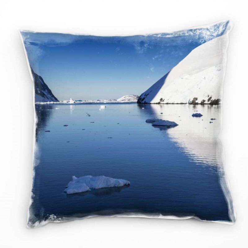 Winter, Meer, blau, weiß, Gletscher, Eisberg, Antarktis Deko Kissen 40x40cm für Couch Sofa Lounge Zi