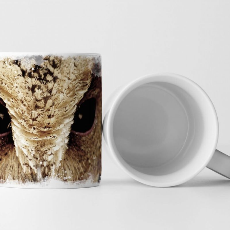 Tasse Geschenk Tierfotografie – Eulenkopf in Nahaufnahme