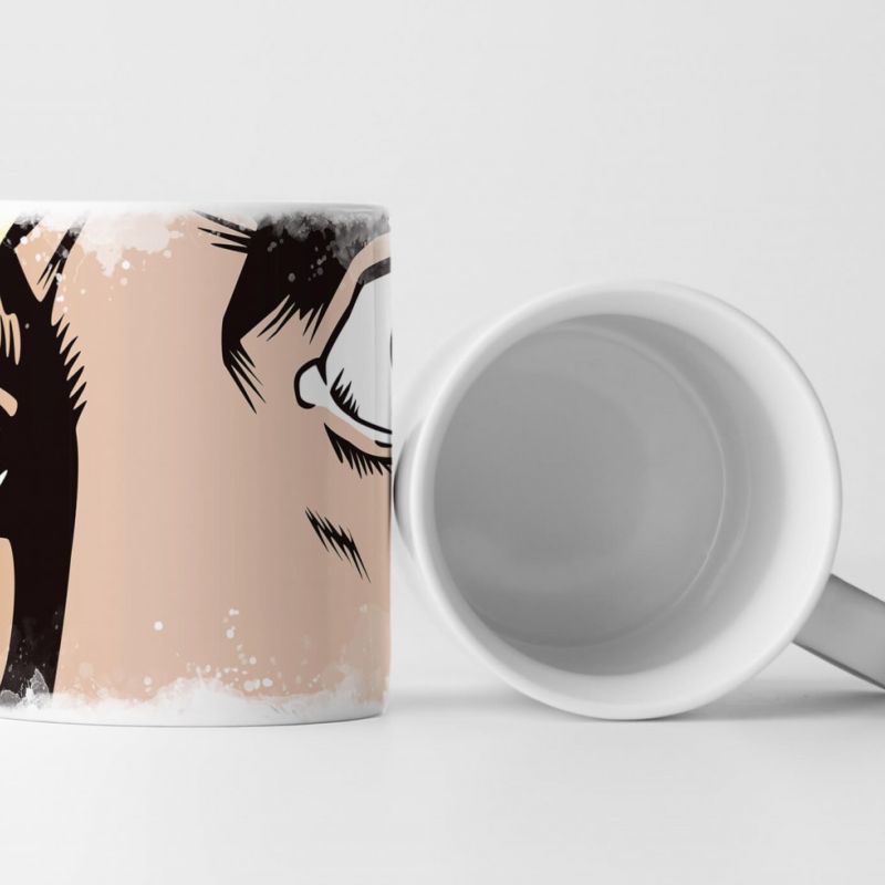 Tasse Geschenk Pop Art – Gesicht eines angsterfüllten Mannes in Retrostil