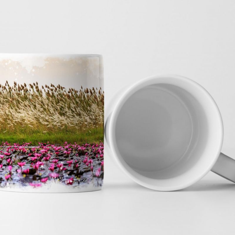 Tasse Geschenk Naturfotografie – Pinke Seerosenpflanzen