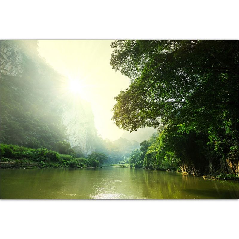 120x80cm Laos Fluss Wald Bäume Natur