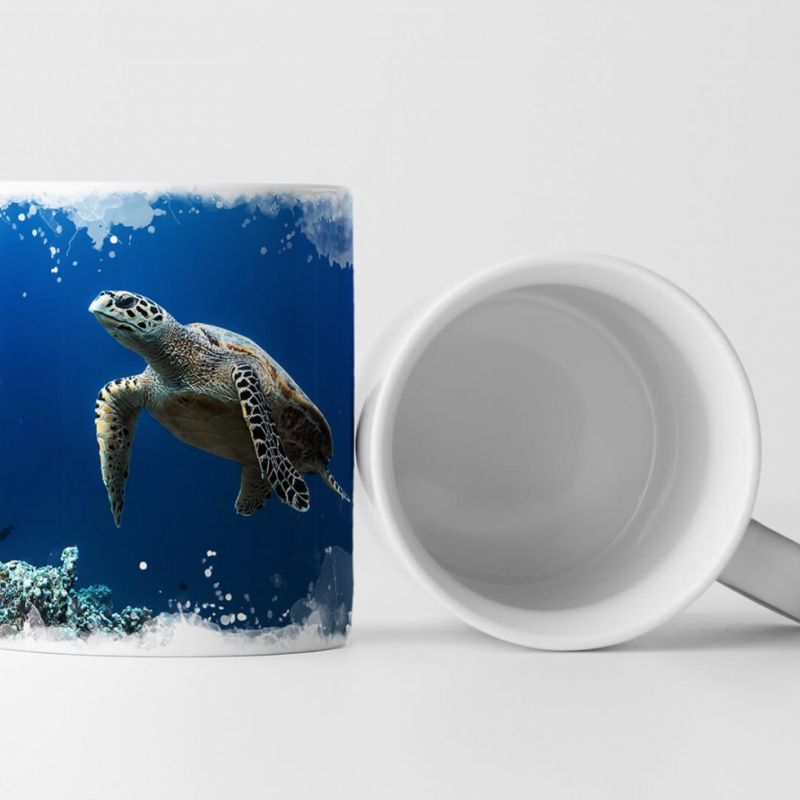 Tasse Geschenk Tierfotografie – Schildkröte unter Wasser Malediven