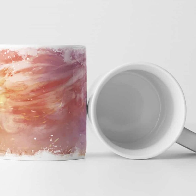 Tasse Geschenk Illustration – Malerischer Strand mit einer kleinen Hütte