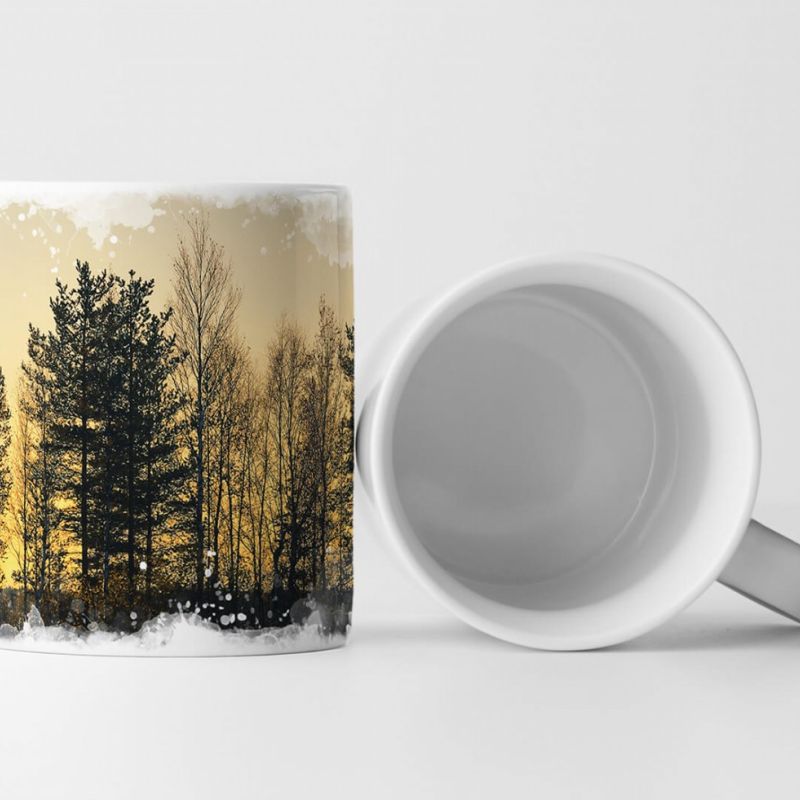 Tasse Geschenk Landschaftsfotografie – Waldsilhouette am See