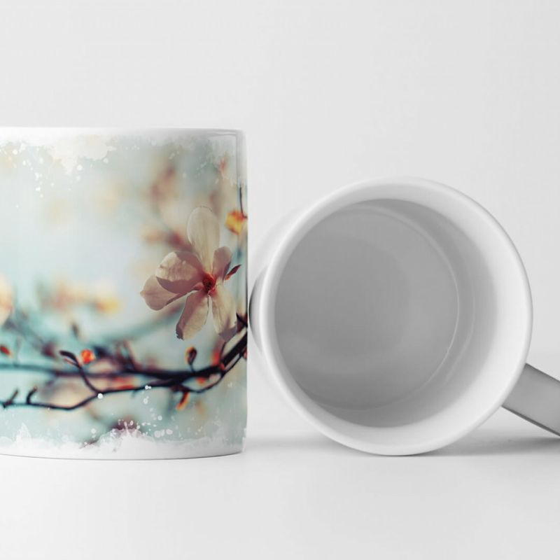 Tasse Geschenk Naturfotografie – Kirschblüten vor blauem Himmel