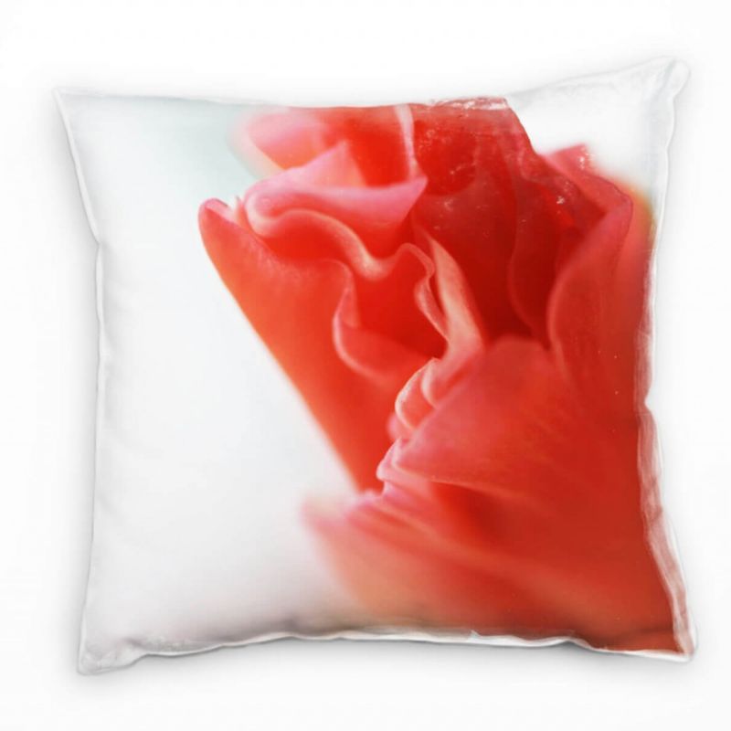 Macro, Blumen, Blüte, rot, grün Deko Kissen 40x40cm für Couch Sofa Lounge Zierkissen