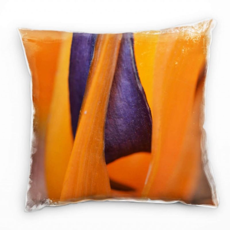 Macro, Blumen, Strelitzia, orange, lila Deko Kissen 40x40cm für Couch Sofa Lounge Zierkissen