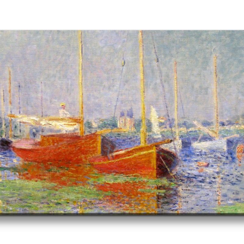 Remaster 120x60cm Claude Monet Impressionismus weltberühmtes Wandbild Red Boats at Argenteuil