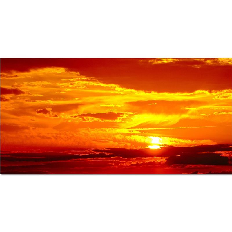 120x60cm Sonnenuntergang Himmel Wolken rot