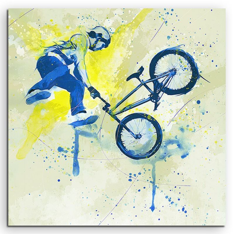 BMX I 60x60cm SPORTBILDER Paul Sinus Art Splash Art Wandbild Aquarell Art