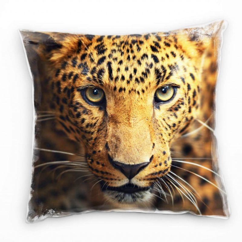 Macro, Tiere, braun, Leopard Deko Kissen 40x40cm für Couch Sofa Lounge Zierkissen