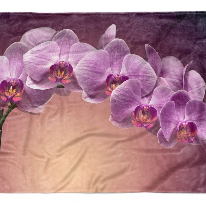 Handtuch Strandhandtuch Saunatuch Kuscheldecke  mit Fotomotiv Orchidee Blume Blü