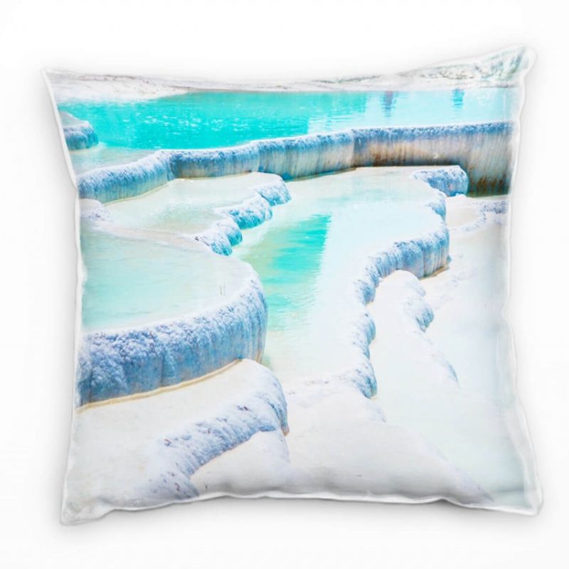 künstlerische Fotografie, türkis, Felsen Deko Kissen 40x40cm für Couch Sofa Lounge Zierkissen