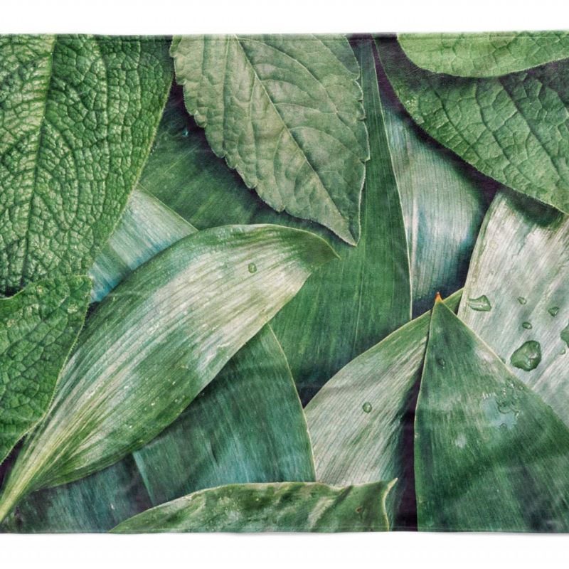 Handtuch Strandhandtuch Saunatuch Kuscheldecke  mit Fotomotiv Grüne Blätter Kuns