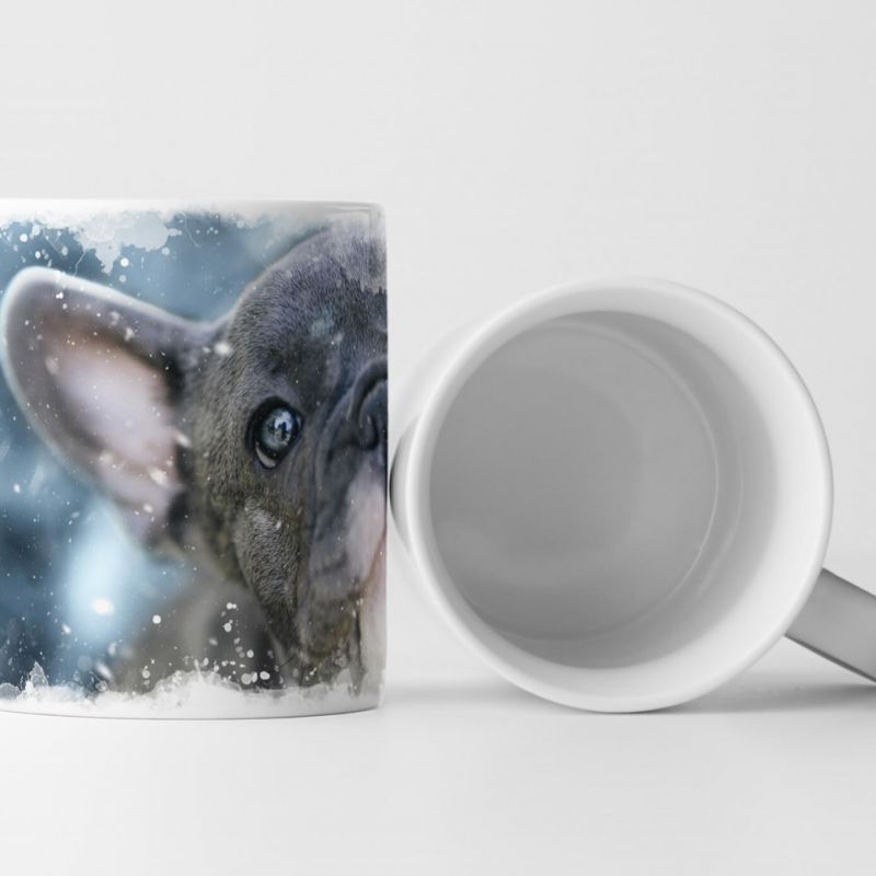 Tasse Geschenk Tierfotografie – Babydogge erster Schnee