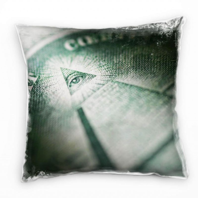 Macro, US Dollar, Geld, grau, grün Deko Kissen 40x40cm für Couch Sofa Lounge Zierkissen