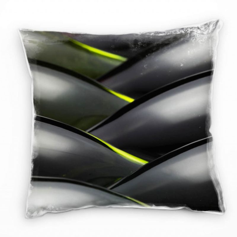 Macro, schwarz, grün, Fischgrätenmuster Deko Kissen 40x40cm für Couch Sofa Lounge Zierkissen