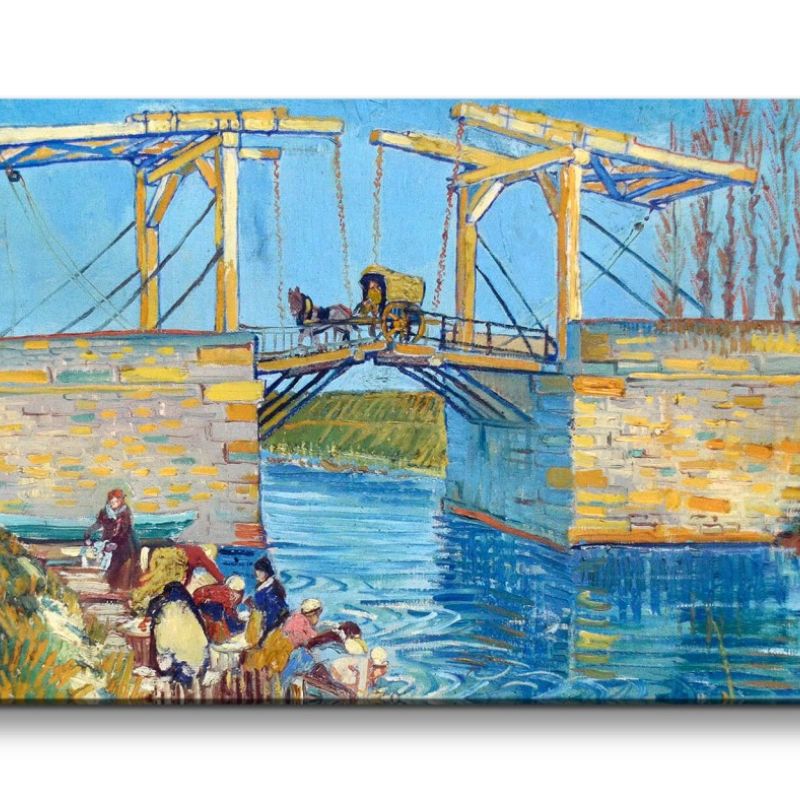 Remaster 120x60cm Vincent Van Gogh Impressionismus Weltberühmtes Gemälde Brücke Fluss Farbenfroh Zei