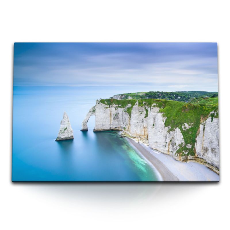 120x80cm Wandbild auf Leinwand Normandie Küste Frankreich Alabasterküste Meer