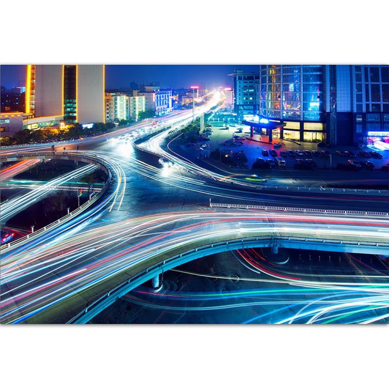 120x80cm Stadt Straße Verkehr Lichter Gebäude Nacht