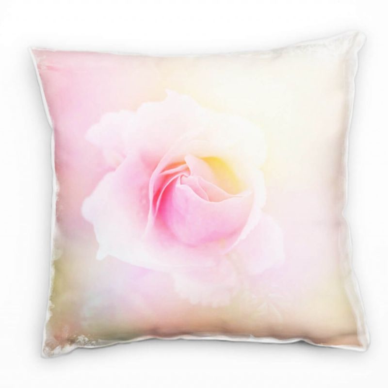 Blumen, rosa, Pastellfarben, Rosa Deko Kissen 40x40cm für Couch Sofa Lounge Zierkissen