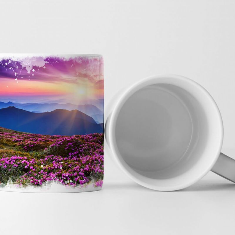 Tasse Geschenk Landschaftsfotografie – Pinker Rhododendron Ukraine