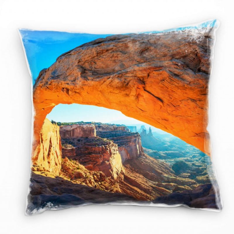 Landschaft, Canyon, orange, blau Deko Kissen 40x40cm für Couch Sofa Lounge Zierkissen