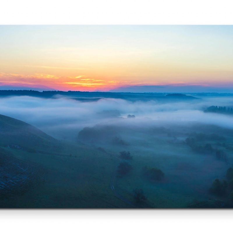 Landschaft mit Nebel – Leinwandbild