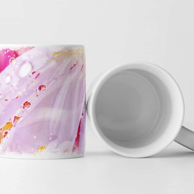 Tasse Geschenk Naturfotografie – Rosa Blütenblätter mit Tautropfen