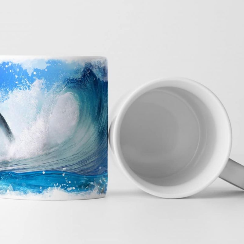 Tasse Geschenk Tierfotografie – Schwimmende Delfine im Meer