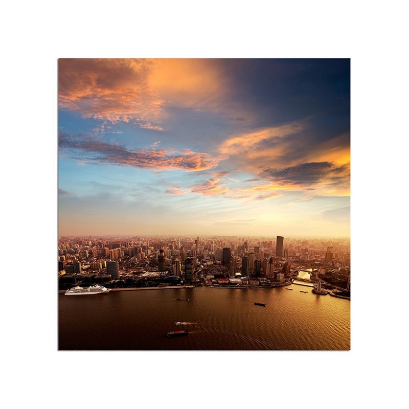 80x80cm Pudong Shanghai Skyline Abendrot