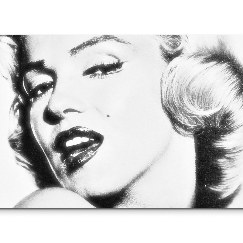 120x80cm Wandbild Marilyn Monroe Portrait Gesicht schwarz weiß