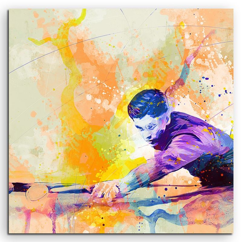 Snooker I 60x60cm Aquarell Art Leinwandbild