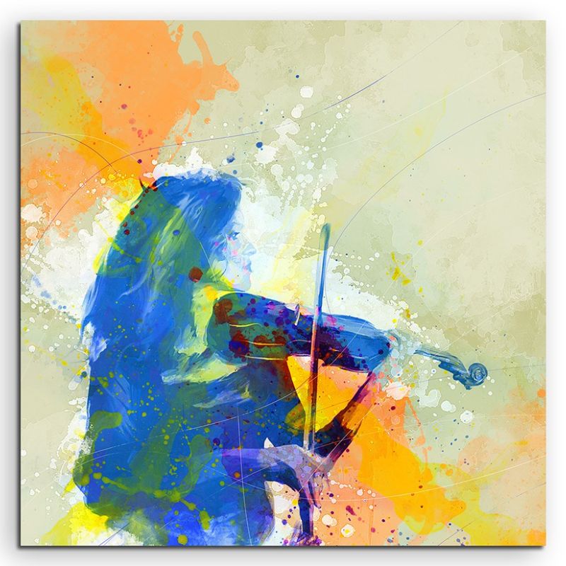 Violine Player 60x60cm Aquarell Art Leinwandbild