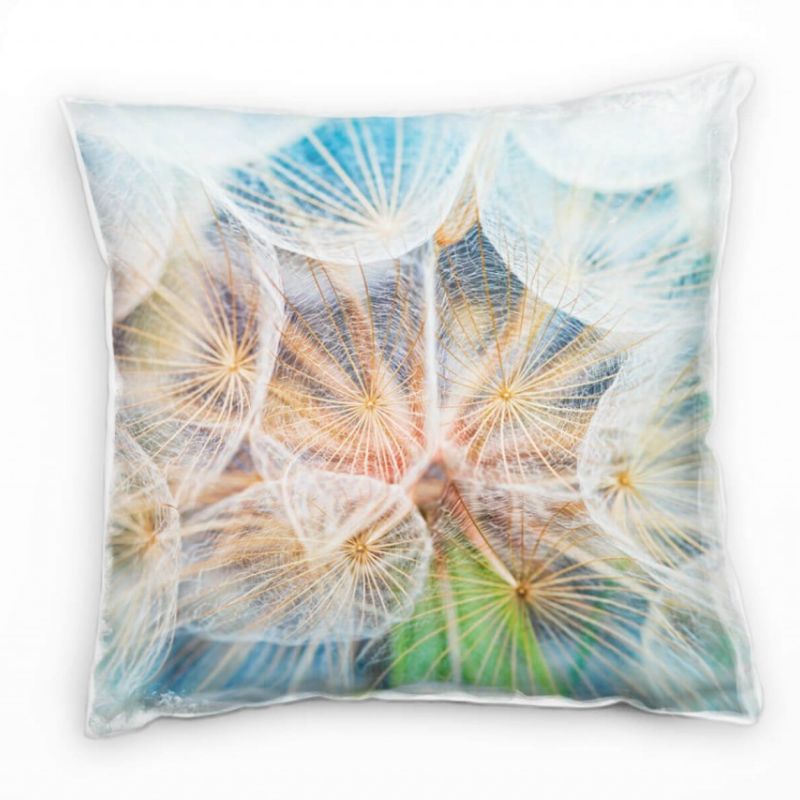 Macro, Blumen, blau, orange, Pusteblume Deko Kissen 40x40cm für Couch Sofa Lounge Zierkissen