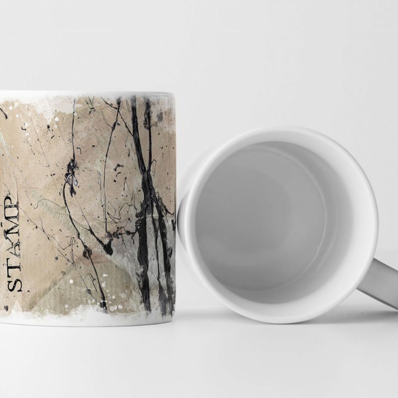 Tasse Geschenk beige, schwarzen Streifen + Aufschrift „STAMP“