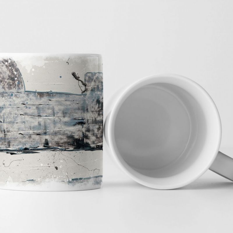 Tasse Geschenk moderne grau-blaue Pinselstriche