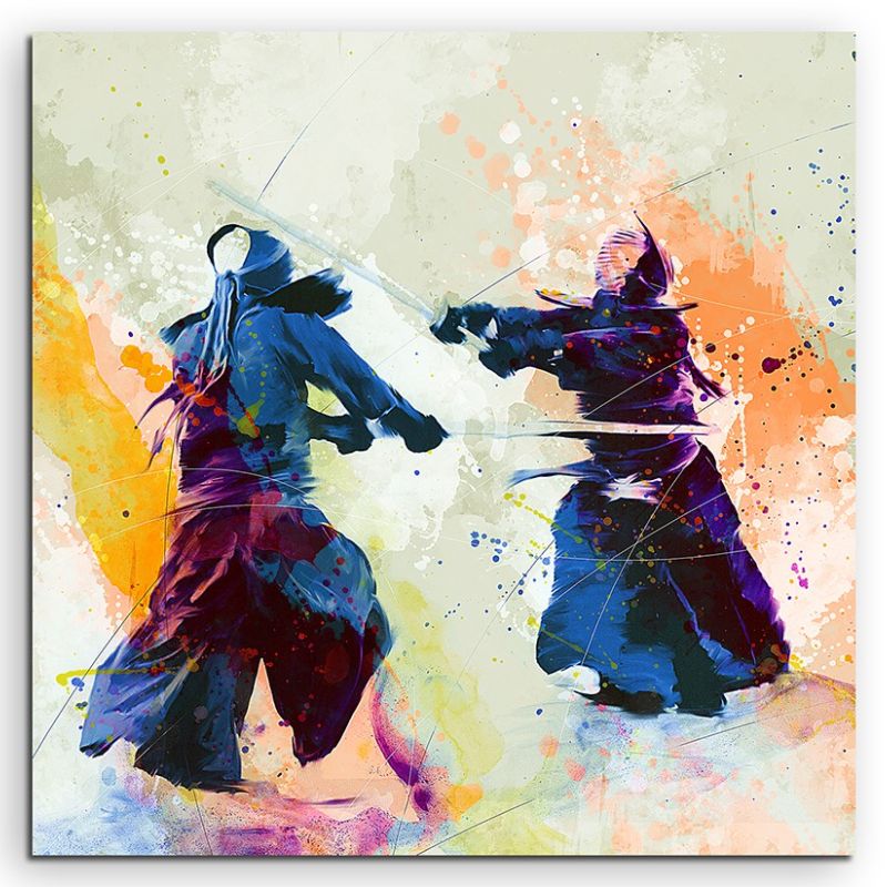 Kendo 60x60cm Aquarell Art Leinwandbild