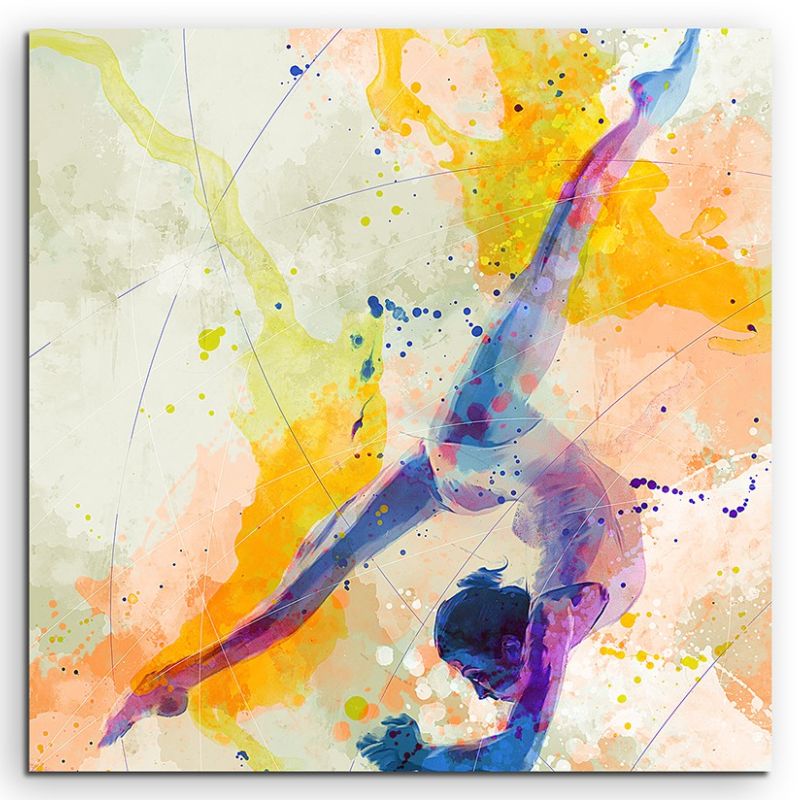 Turnen IV 60x60cm Aquarell Art Leinwandbild