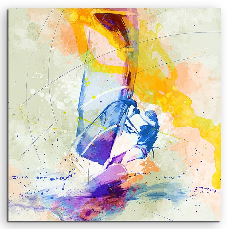 Windsurfer 60x60cm Aquarell Art Leinwandbild