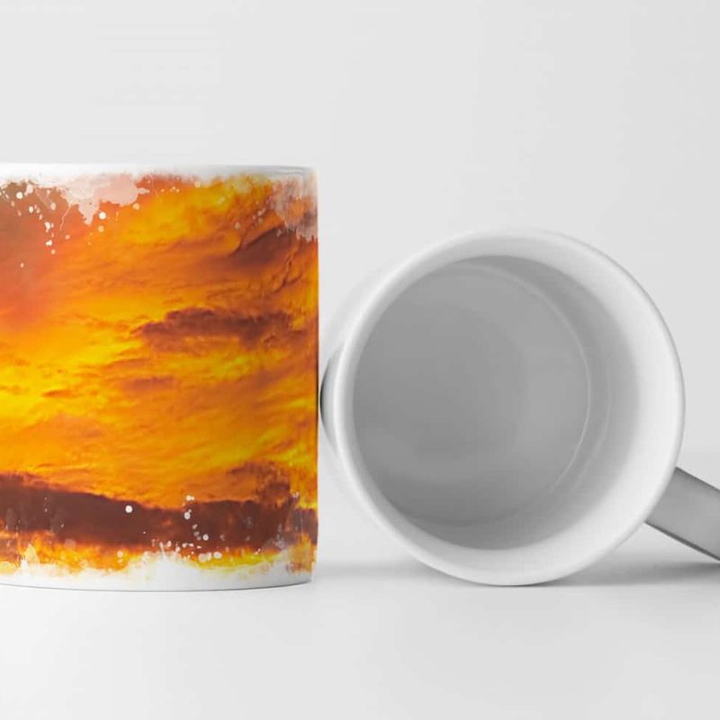 Tasse Geschenk Landschaftsfotografie – Feuriger Sonnenaufgang mit Baum Australien