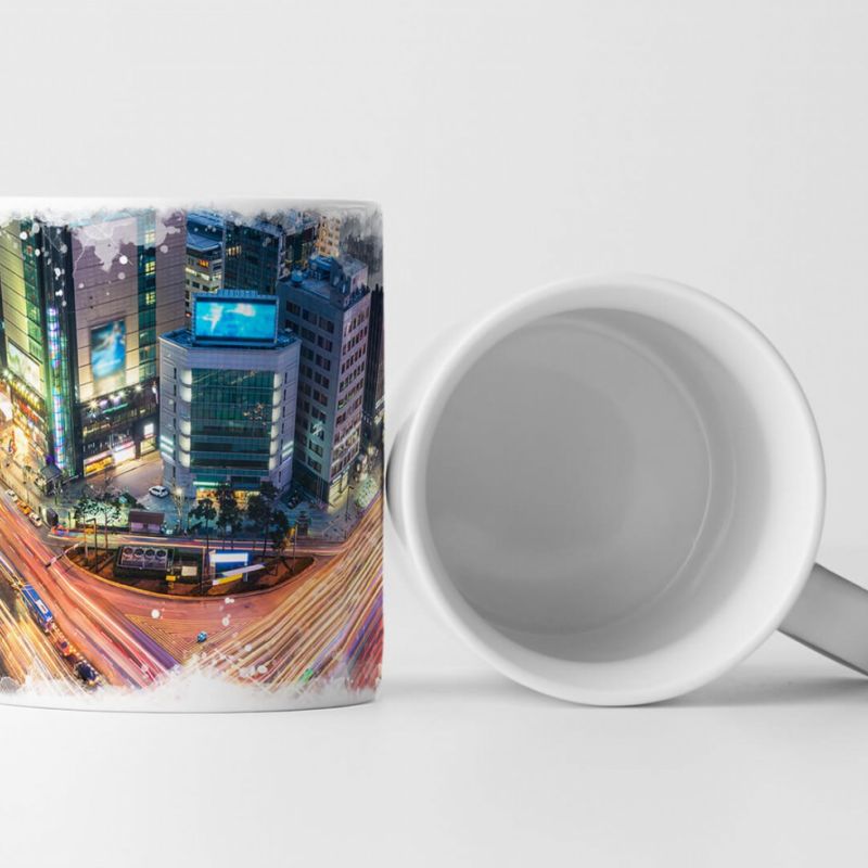 Tasse Geschenk Urbane Fotografie – Verkehrskreuzung Gangnam Seoul Südkorea