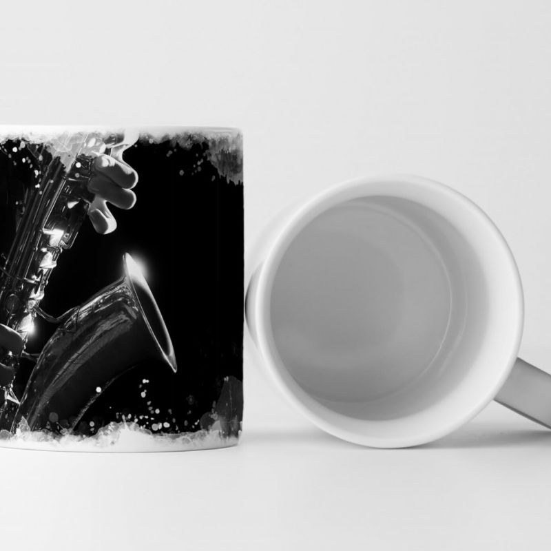 Tasse Geschenk Saxophonspieler – Fotografie in schwarz weiß