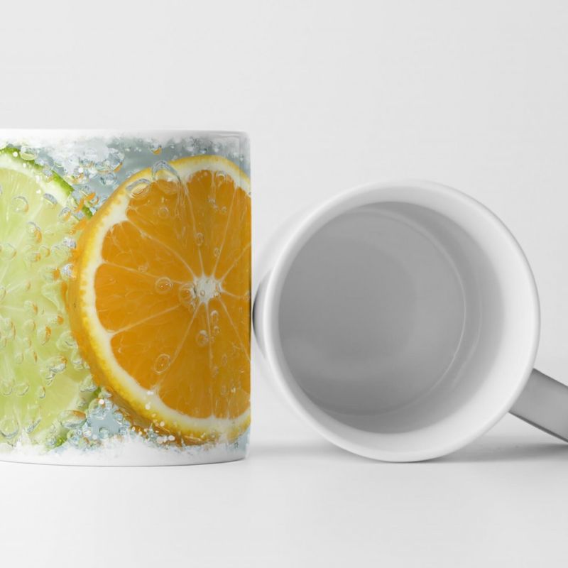 Tasse Geschenk Food-Fotografie – Aufgeschnittene Limette und Orange